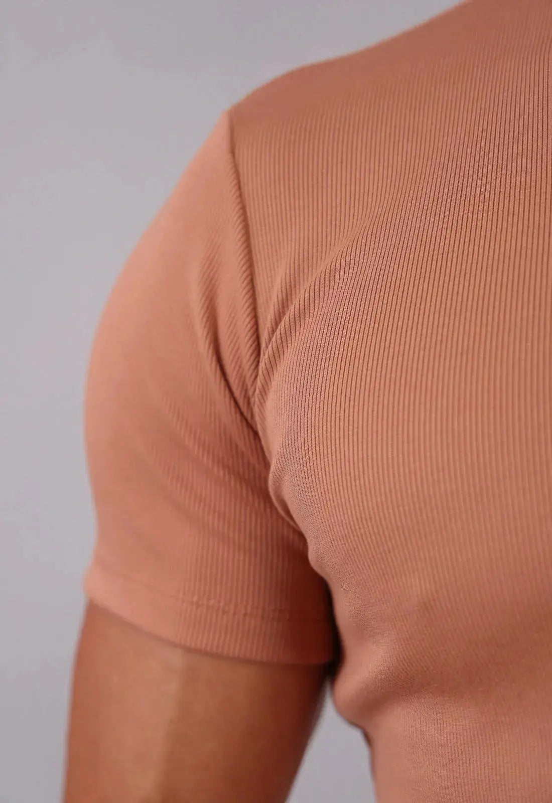 Camiseta Henley Canelada Bege - Imagem 5