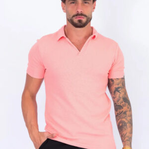 Camisa Polo Italiana Tricot Salmão