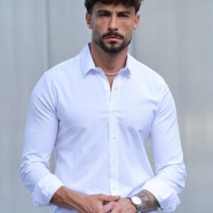 Camisa Masculina Manga Longa Slim Branca