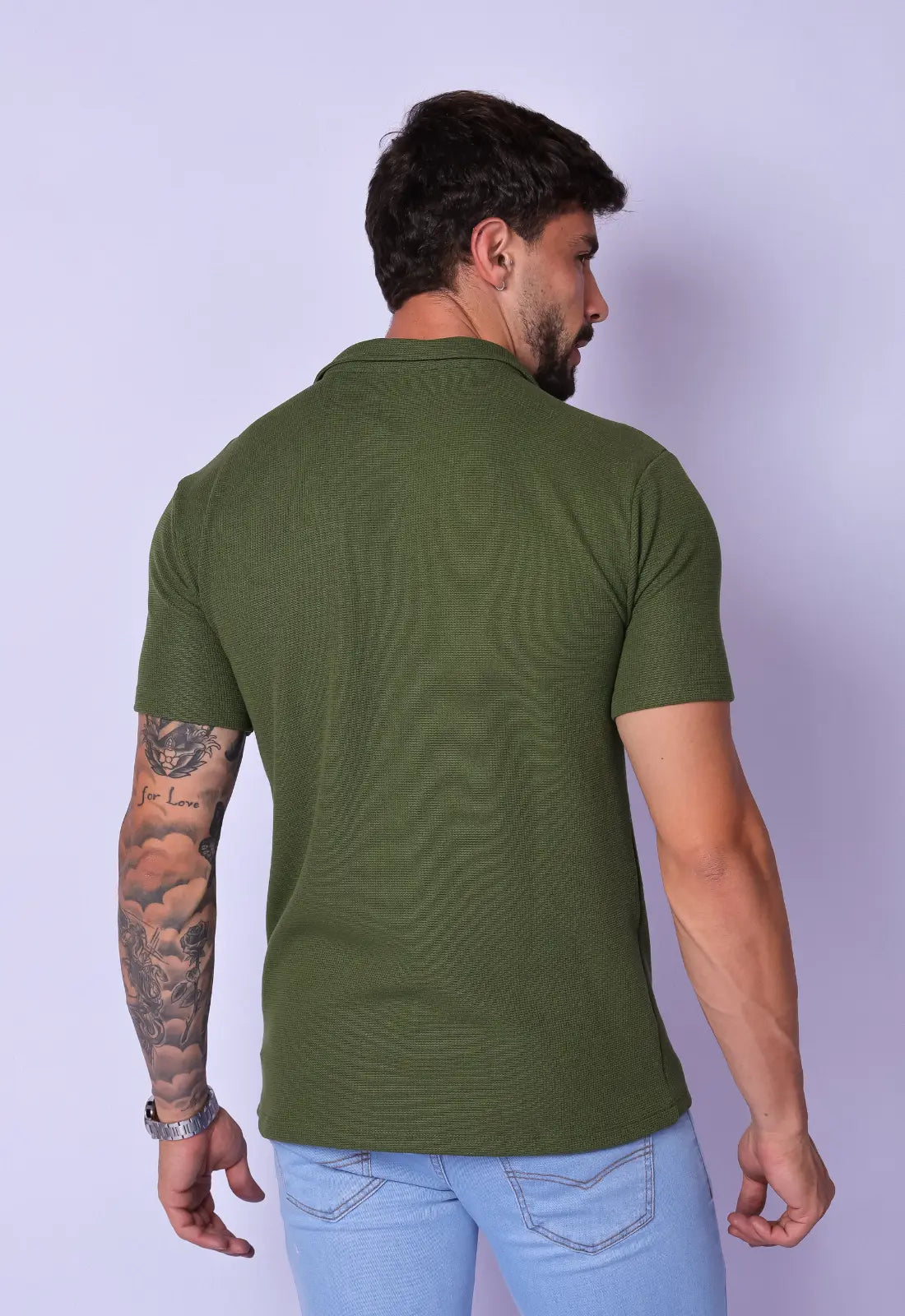 Camisa Polo Italiana Tricot Verde - Imagem 3