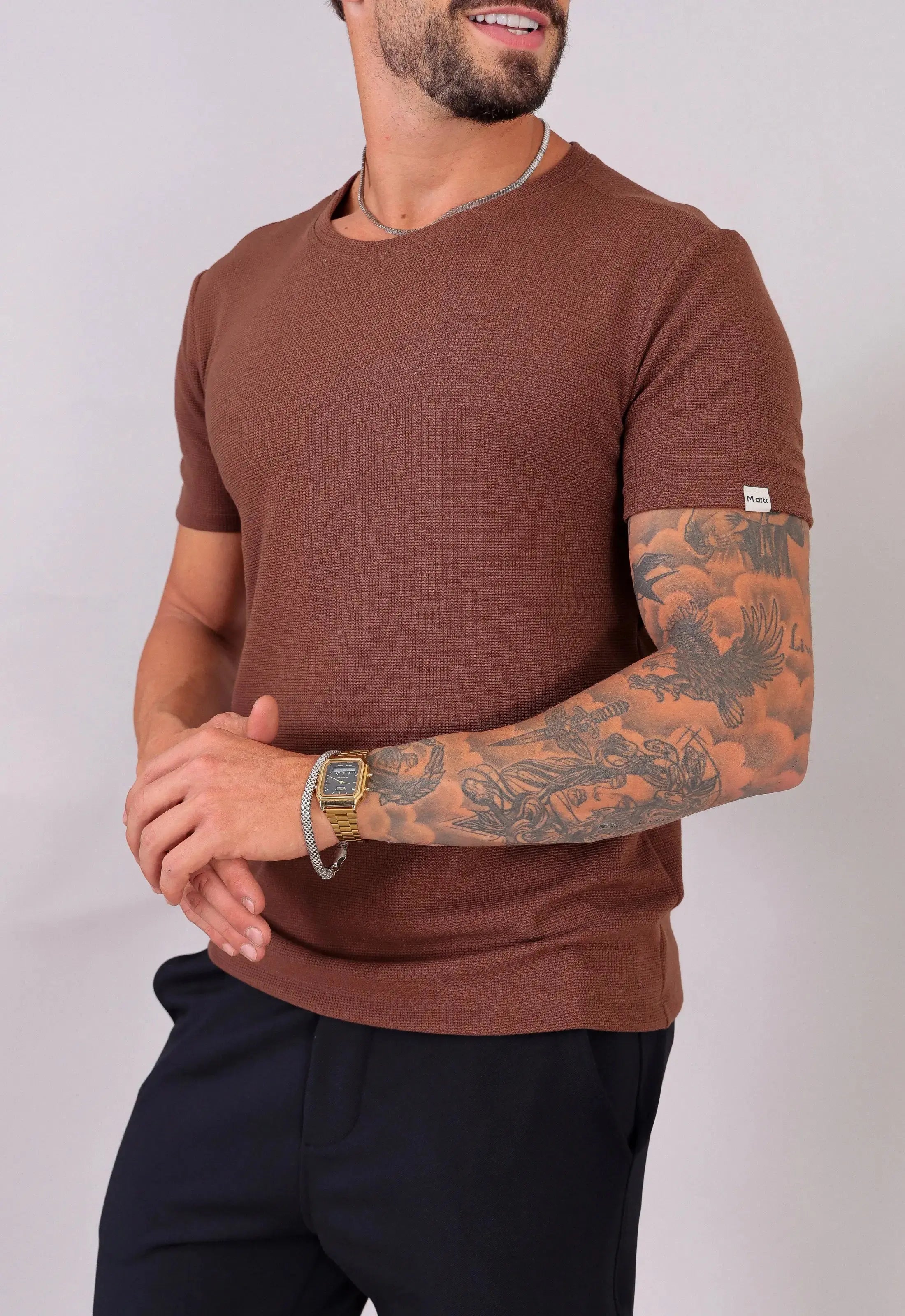 Camiseta Masculina Tricot Marrom Café - Imagem 3