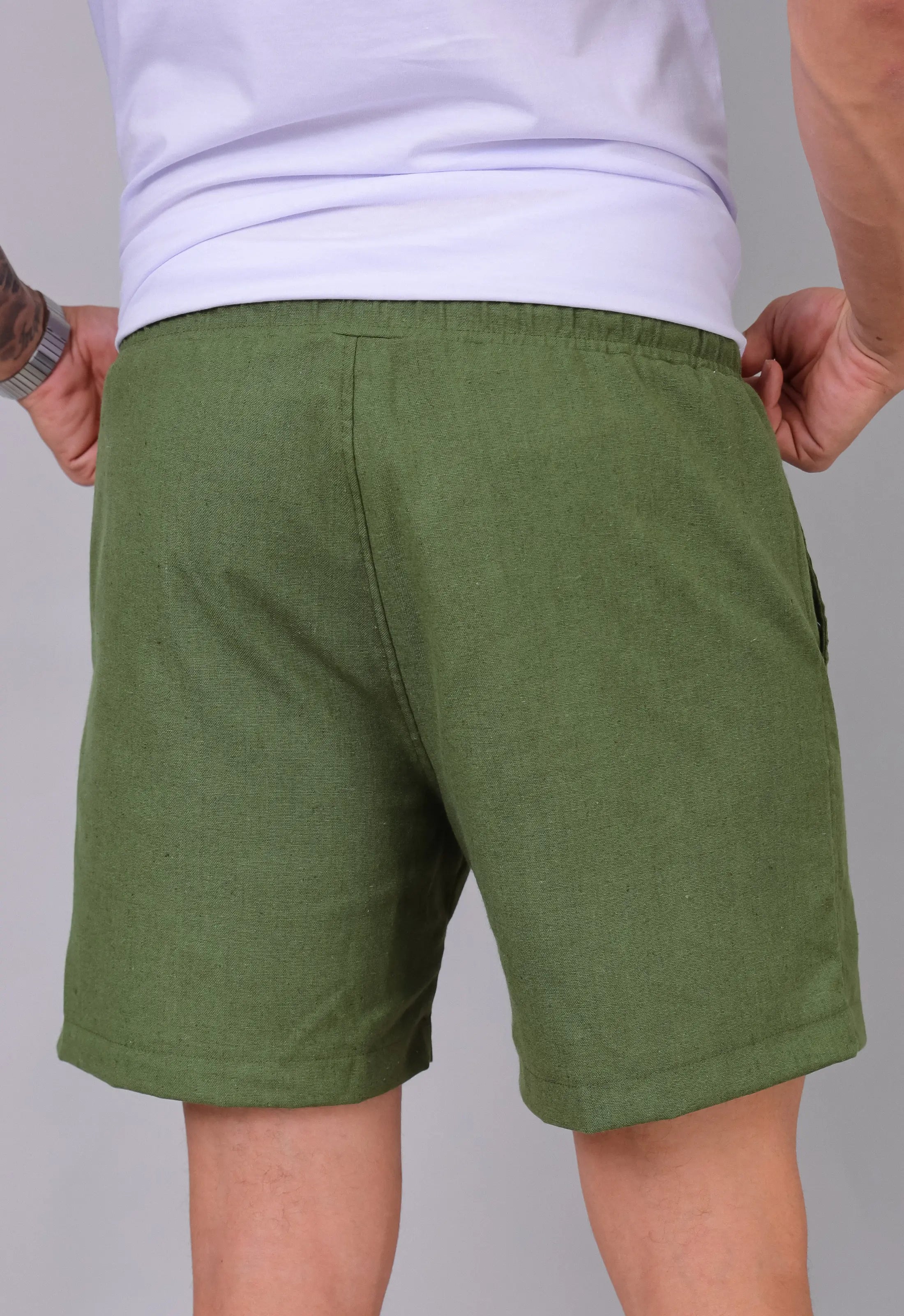 Shorts de Linho Masculino Verde - Imagem 3