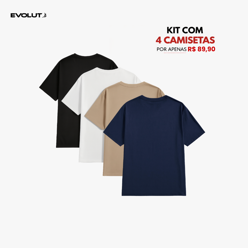 Kit 4 Camisetas Masculina Lisa 100% Algodão Premium - Versátil e Confortável | FRETE GRÁTIS